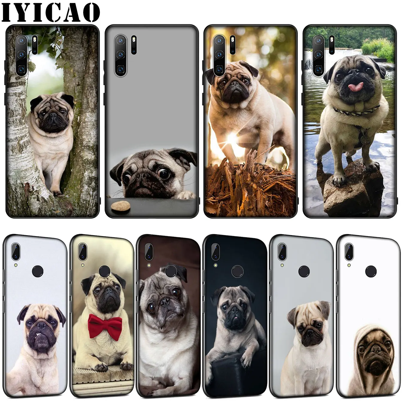 Мягкий силиконовый чехол для Huawei P30 P20 Pro P10 P9 Lite Mini 2017 2016 P Smart Z Plus 2019 с щенком Мопсом