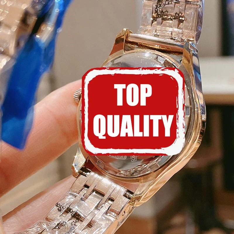 

Top Luxury Saphhire Crystal Diamond Women's Dress Watch for Women Stainless Steel Ladies Quartz Watches Brand Female Clock 36mm