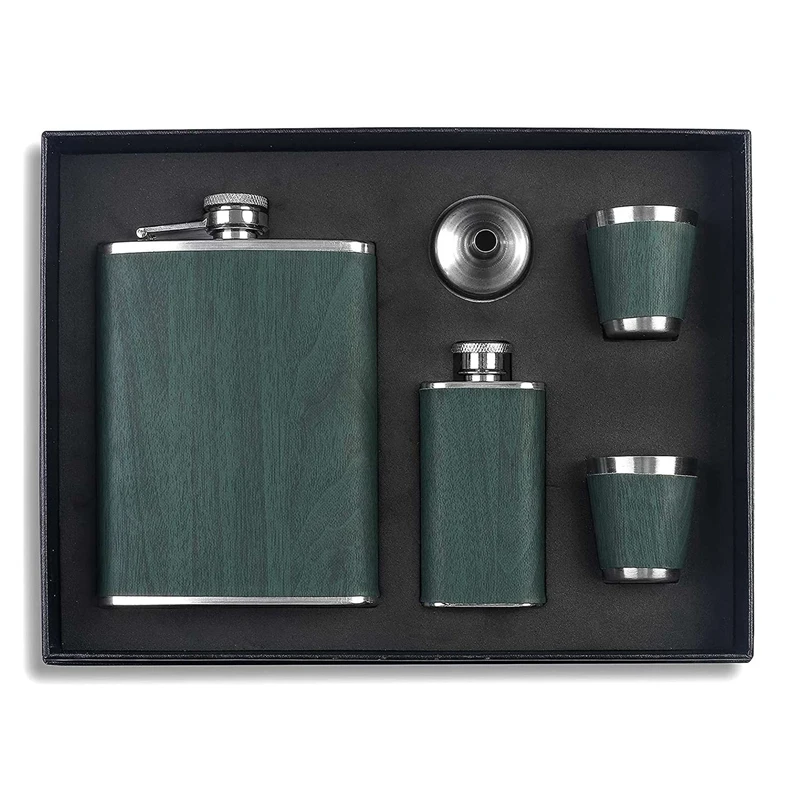 

Hip Flask Set Stainless Steel Flask of Gifts for Men 260ML Bar Party Camping Barbecue Portable Pocket Flask Green