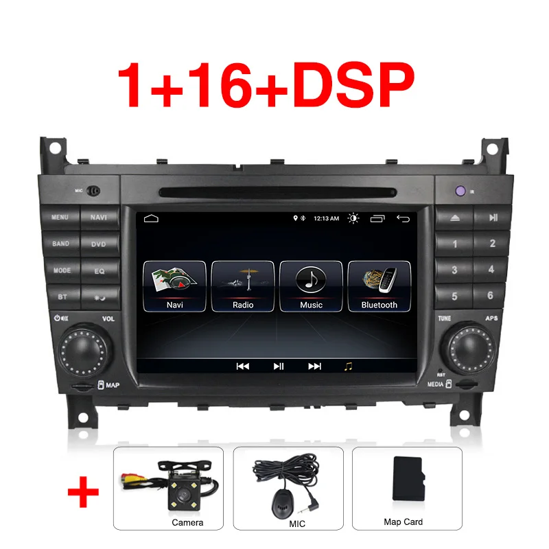 " HD 1024x600 четырехъядерный Автомобильный DVD Android 9 для Mercedes/Benz C Class W203 c200 C230 C240 C320 C350 CLK W209 gps РАДИО WiFi - Цвет: 16G