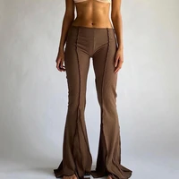 women 2021 autumn fashion flares pants vintage hippie low waist bell bottoms ladies stretch flare trousers solid color cyber y2k