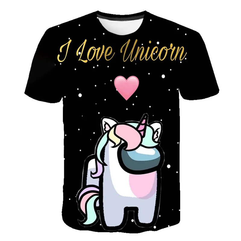 У нас Футболки в стиле видеоигры тапочки виде персонажа аниме Единорог футболка