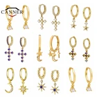 CANNER изысканные Звезды Крест круглые серьги-кольца для женщин мужчин цирконий пирсинг huggie Висячие серьги медные модные ювелирные изделия