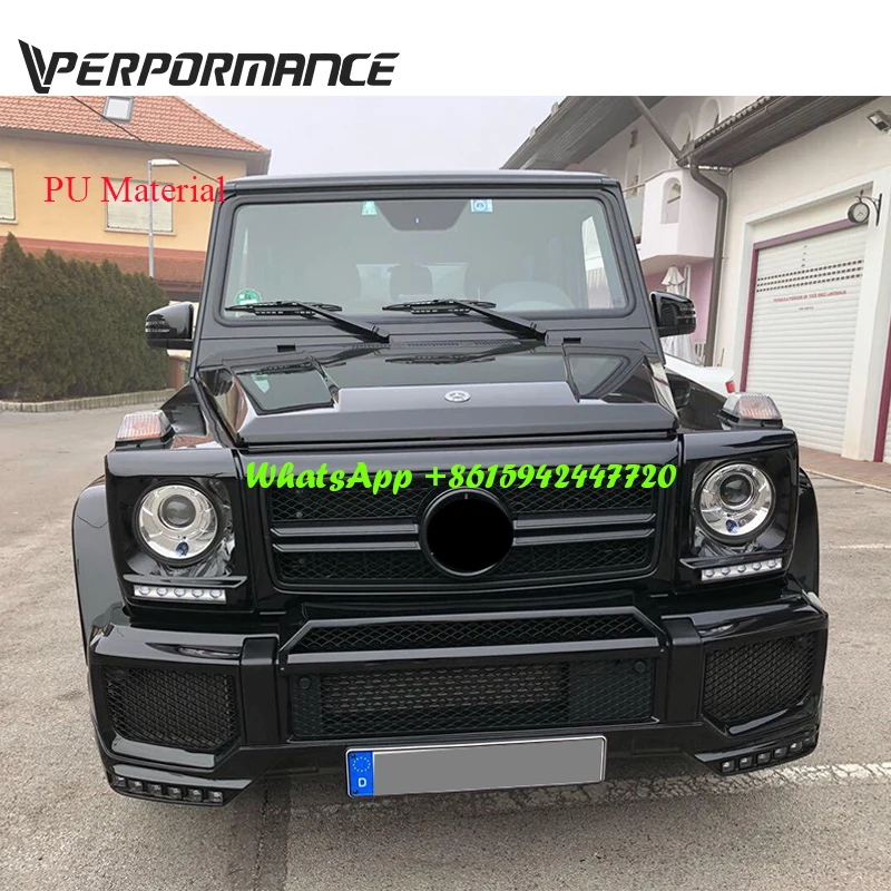 W463 передняя губа для B style g63 сплиттер G63/G65 PU материал со светодиодными лампами с