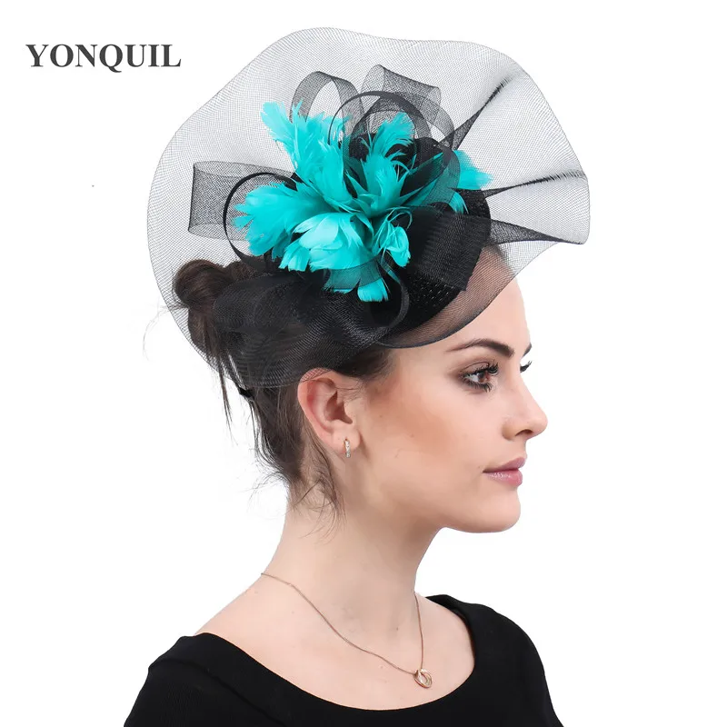 

New Charming Wedding Bride Headwear Fancy Feather Fascinator Women Party Hat Dinner Banquet Headdress With Fancy Feather Floral