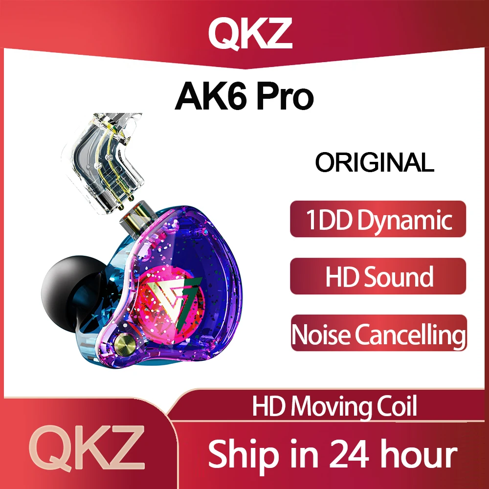 

Original QKZ AK6 Pro 1DD Dynamic Earphones HIFI Bass Earbuds In Ear Monitor HD Sound Headphones Sport Noise Cancelling Headsets