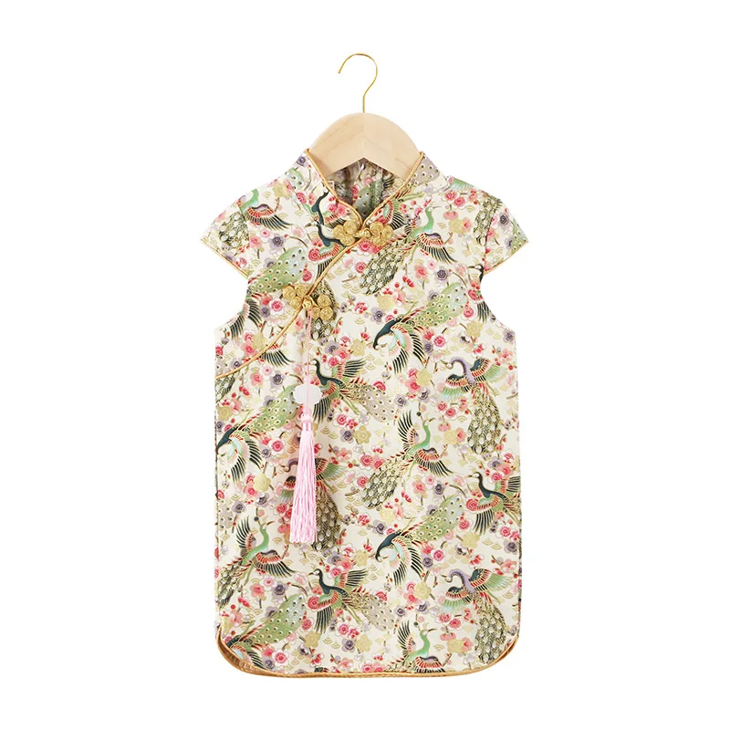 

Детский костюм Тан, традиционная китайская одежда, детское Цветочное платье, Чонсам для девочек с коротким рукавом для лета, Детские наряды ...