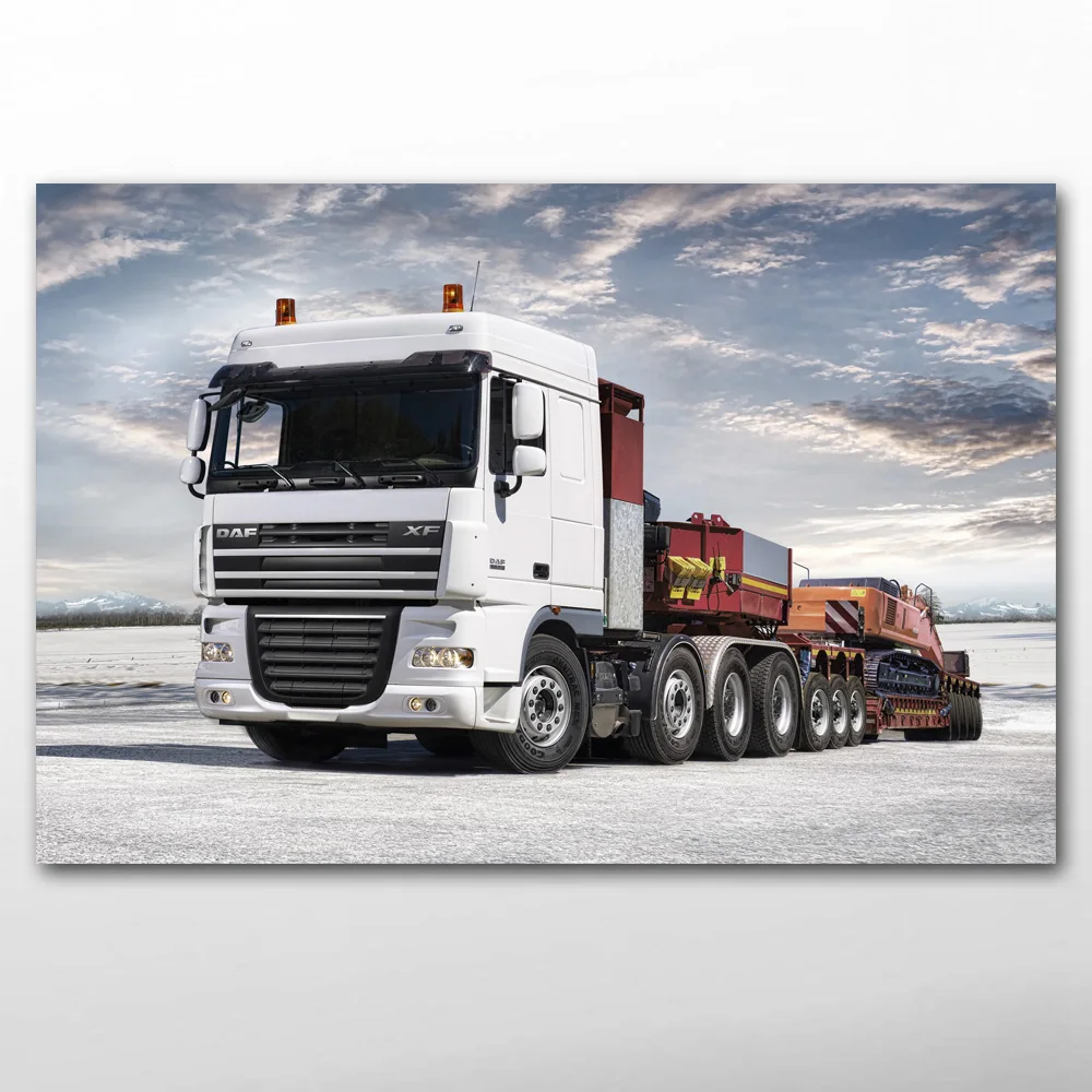 

Плакат и принты большой платформы полу-грузовик белый автомобиль холст для автомобиля Художественная Картина на холсте для декора гостино...