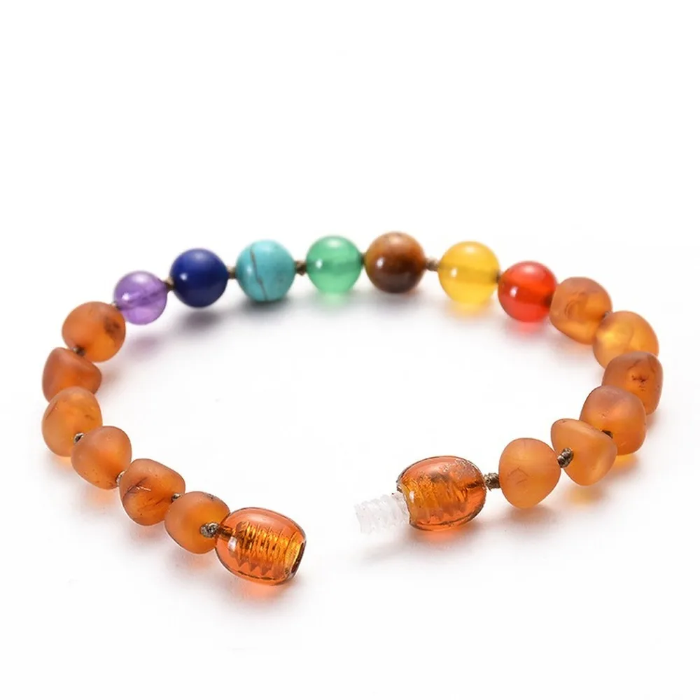 

Baltic Sea Natural Amber Baby Bracelet Seven Chakras Children's Baby Teething Stick Bracelets for Jewelry Health Environmental