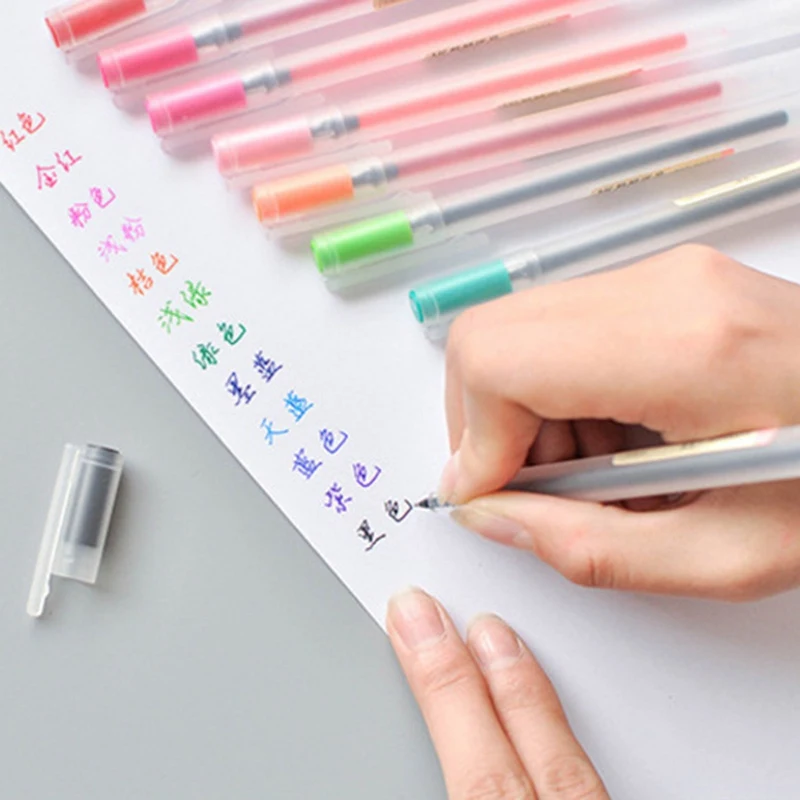 

12 Color Gel Pen Colorful Highlight Pens Set Multi Color Gel Ink Pens Pen Korean Stationery Gift Office Material School Supplies