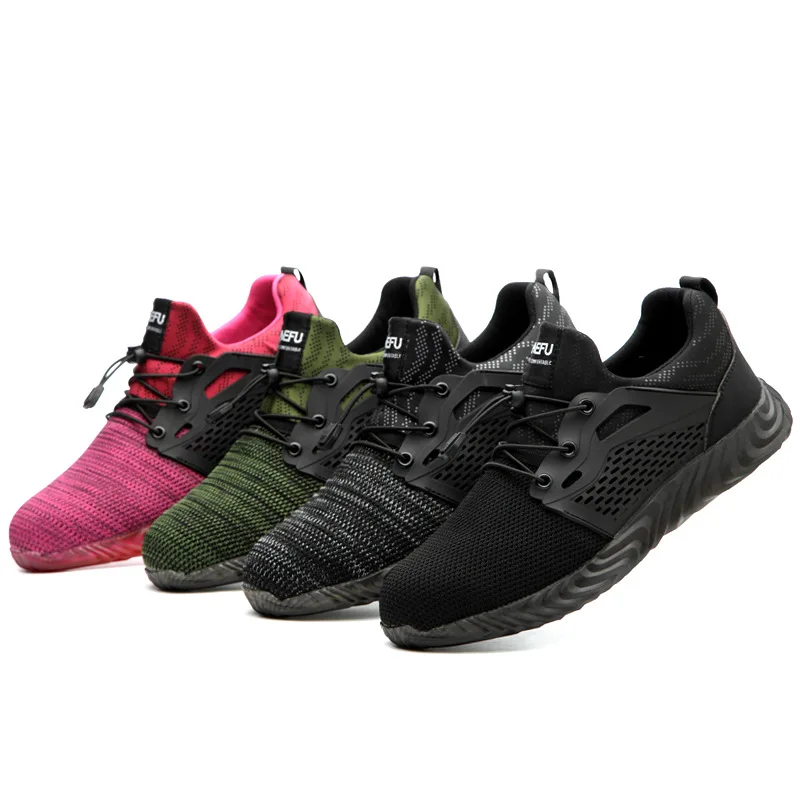 

Breathable Mesh Work Shoes Black Mens Summer Deodorant Lightweight Soft-bottomed Steel Toe Puncture-proof Male Safety Work Shoes