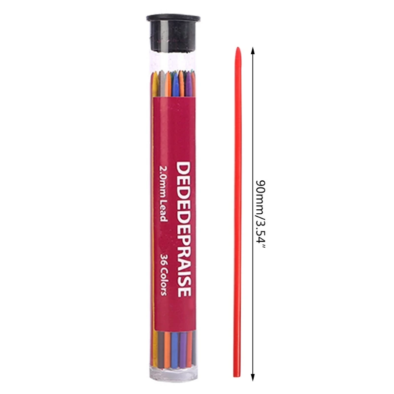 

OOTDTY 36 Colors 2.0mm Mechanical Pencils Writing Drawing Pencils Refill Leads Stationery School Office Supply