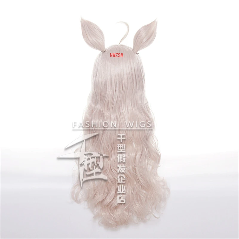 

Uma Musume Pretty Derby Biwa Hayahide Wig With Ears Cosplay Costume Heat Resistant Synthetic Hair Women Long Curly Wigs