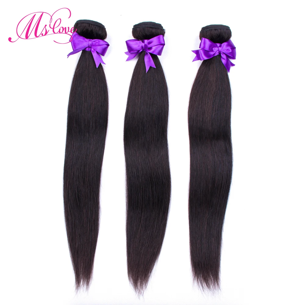 Human Hair Bundles With Closure Straight Hair 3 Bundles With Closure Brazilian Hair Weave Bundles 24 26 28 Inch Hair Ms Love