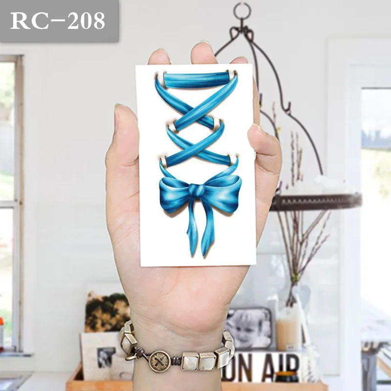 Боди-Арт Красота Макияж Розовый и Синий Лук на Руку Водонепроницаемый Временные