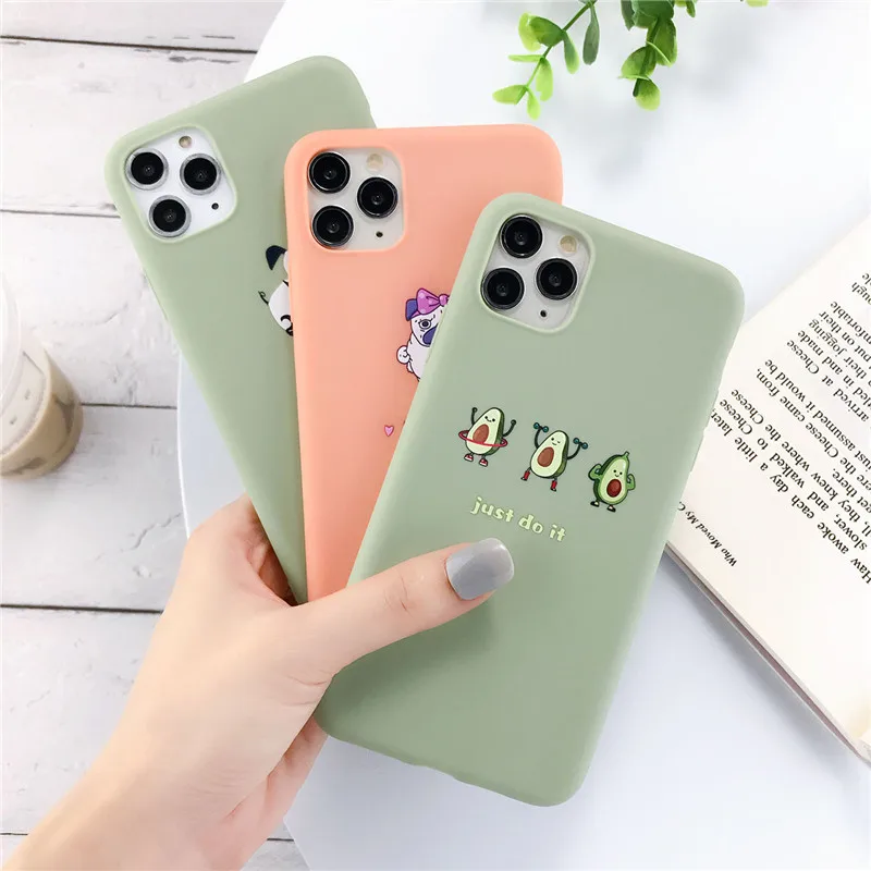 iPWSOO Cartoon Avocado Phone Case For iPhone 11 Pro Max X XS XR Xs Funny Animal Cases Cover 5 5s SE 6 6s 7 8 Plus | Мобильные