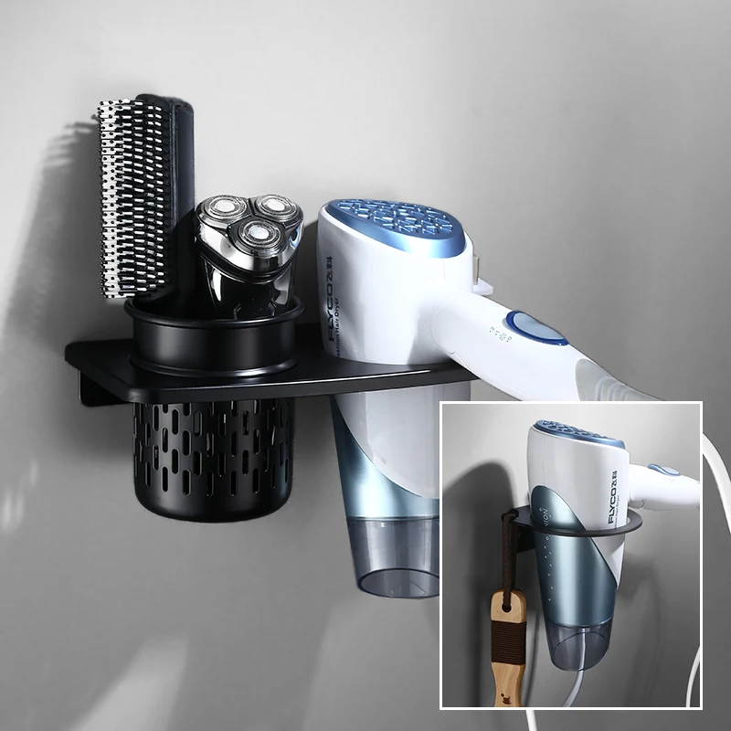 

Hair Dryer Rack Hair Dryer Holder Wall Mounted Storage Organizer Bathroom Accessories Organizer