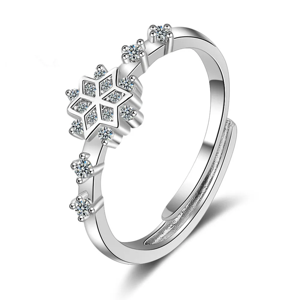 

100% 925 Sterling Silver Fashion Shine CZ Zircon Star Ladies Finger Wedding Rings Jewelry Women Open Ring Never Fade