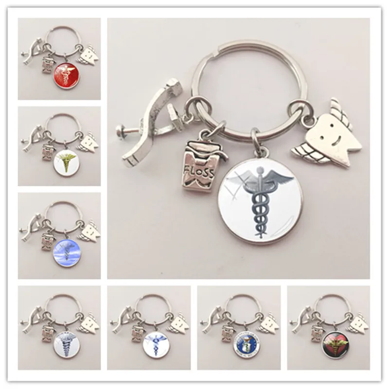 Новый медицинский персонал со змеиным символом брелок для пальцев