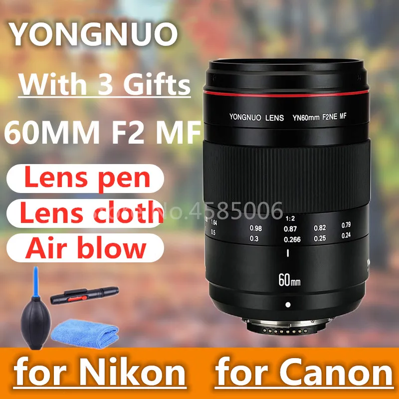 Макрообъектив YONGNUO YN60mm F2 MF 0 234 m с ручным фокусом и индикатором расстояния для
