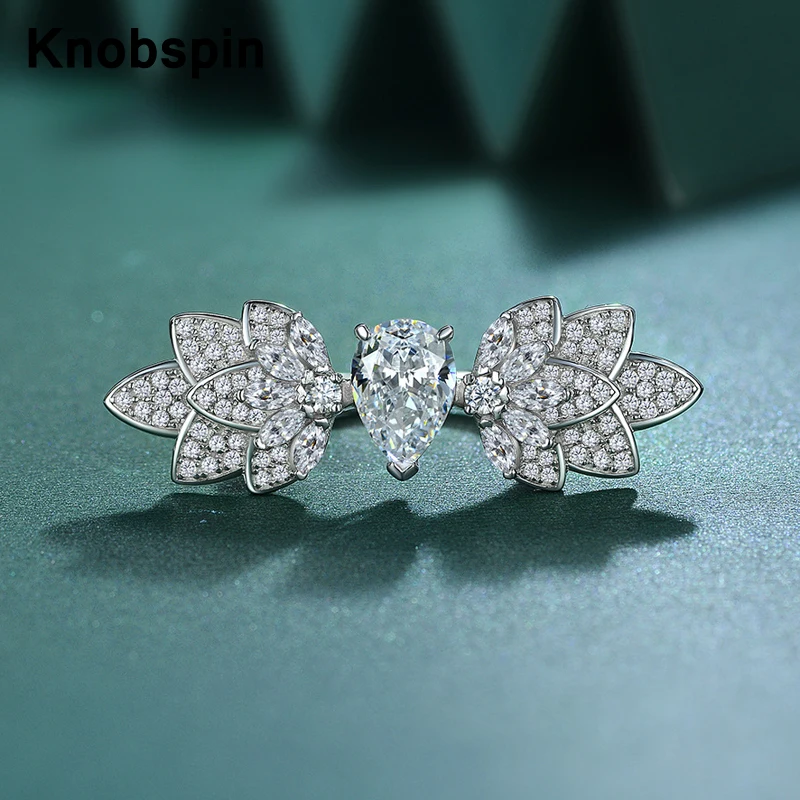 

Knobspin Luxury 100% 925 Sterling Silver 7*10mm Water Drop High Carbon Diamond Top Quality Rings For Women Wedding Fine Jewelry