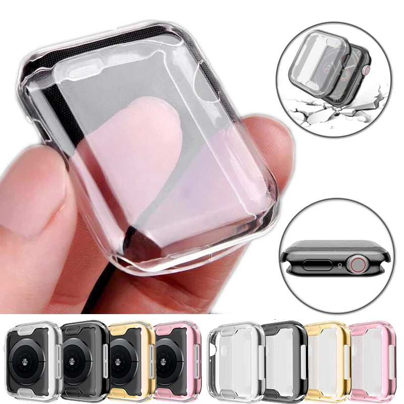 

Transparent Cover for Apple Watch Series 3 2 1 38MM 42MM 360 Full Soft Clear TPU Screen Protector Case for iWatch 4/5 44MM 40MM