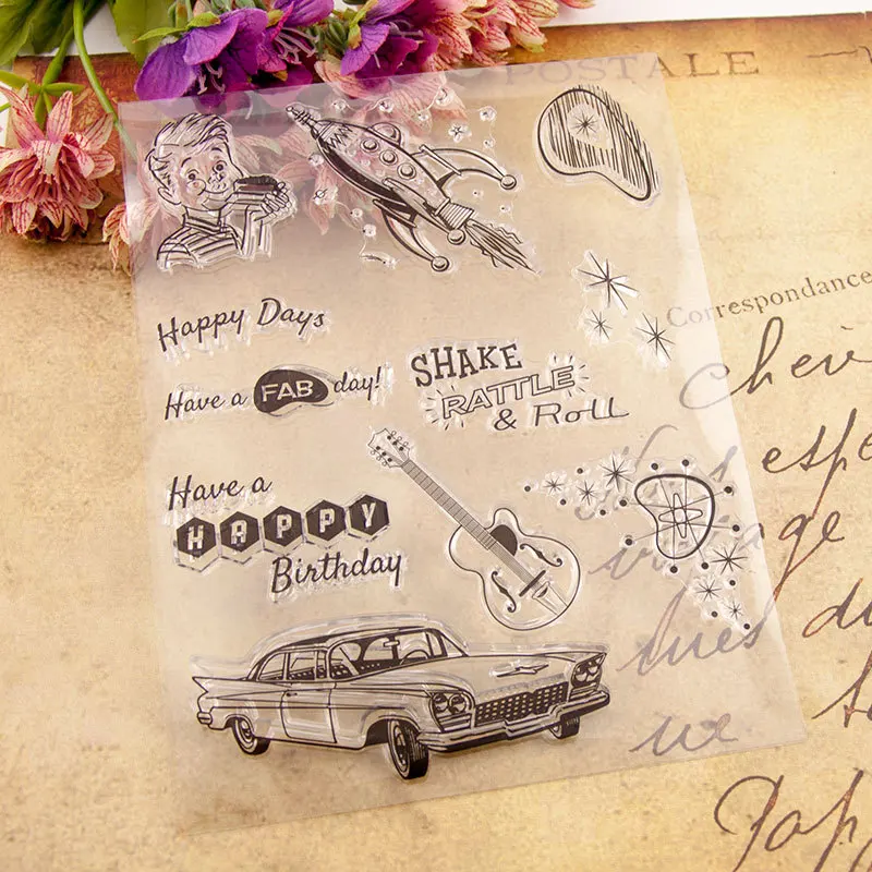 

Boy Car Guitar Clear Stamps for DIY Scrapbooking Card Birthday Transparent Stamp Making Photo Album paper Craft Decorative Stamp