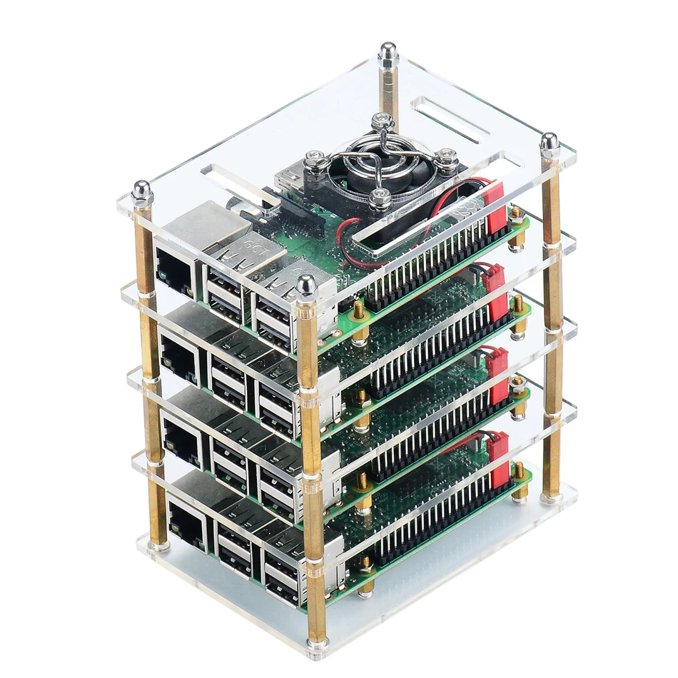 Последний чехол Raspberry pi 4 4-слойный Прозрачный Акриловый Корпус Корпуса для Pi 4B 3B + 3
