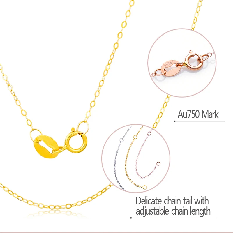 VANTJ Подлинная цепочка из 18 каратного белого желтого розового золота дюймов au750