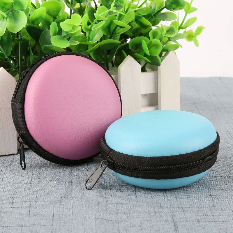 

New 5 Colors Portable Case For Headphones Case Mini Zippered Round Storage Hard Bag Headset Box For Earphone Case SD TF Cards