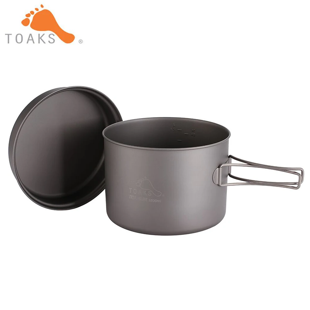 Фото Набор посуды TOAKS, сверхлегкая титановая кастрюля, сковорода для кемпинга, титановая чашка для пикника, 1100 мл, 1300 мл, 1600 мл №5