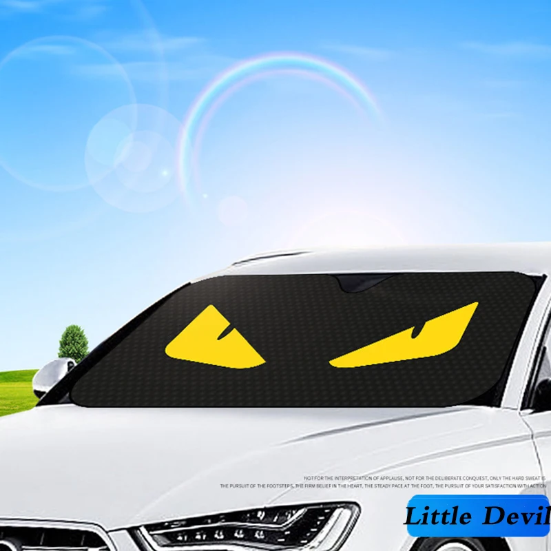 Cartoon Eyes Car Windshield Sunshade Cover For Seat Leon Lbiza Skoda Octavia a5 A7 2 Rapid Kodiaq Hyundai Accent Solaris | Автомобили и
