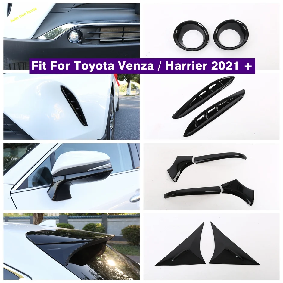 

Front Fog Lights Rear Window Spoiler Panel Rearview Mirror Stripes Cover Trim Fit For Toyota Venza / Harrier 2021 Black Exterior
