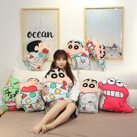 45 60cm cute crayon shin chan dinosaur double sided printed plush pillow cartoon animation toys bedside sofa cushion girl doll