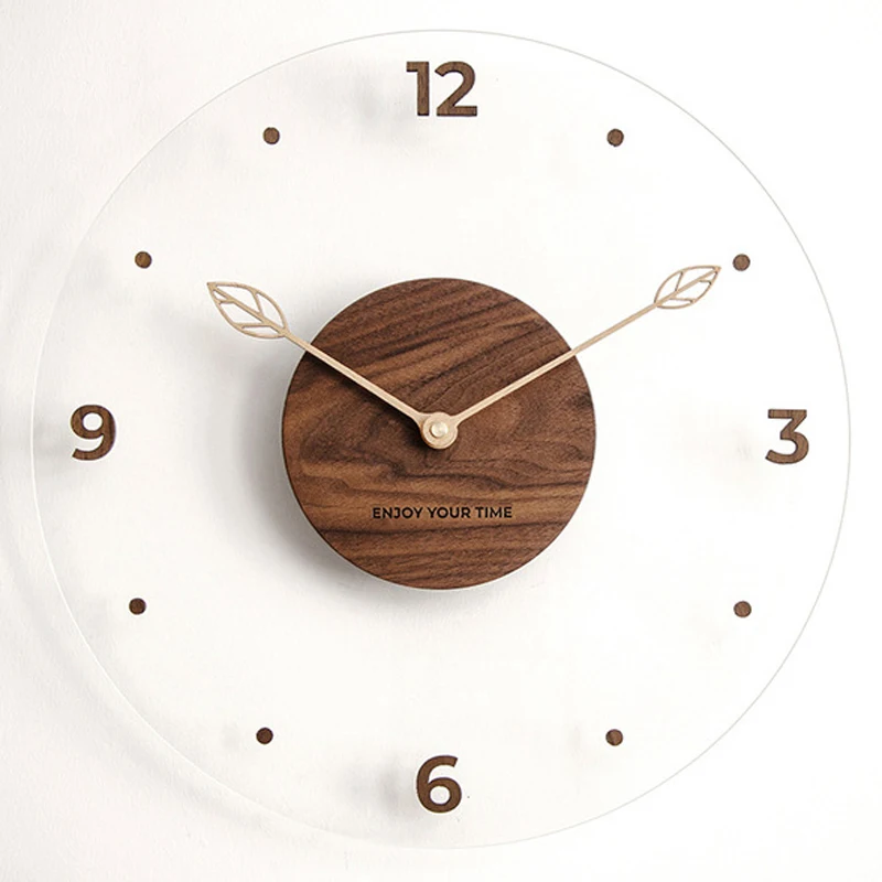 Настенные часы 14 дюймов в скандинавском стиле из массива дерева современный