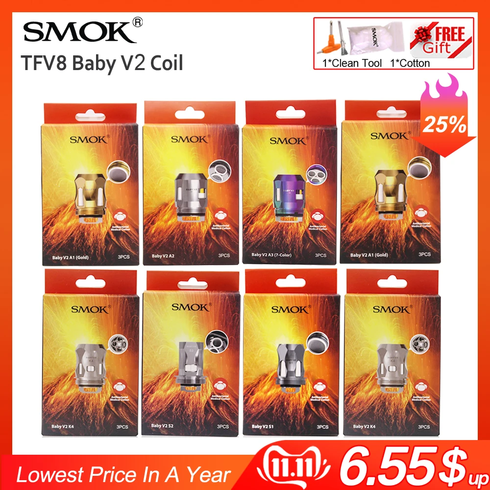 Оригинальный электронных сигарет SMOK TFV8 Детские V2 A1 S1 S2 индукционная