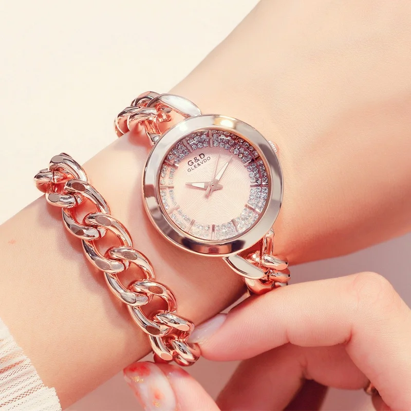 

Women's Fashion Casual Jewelry Watch G&D Bracelet Quartz Watch Stainless Steel Watch Free Shipping