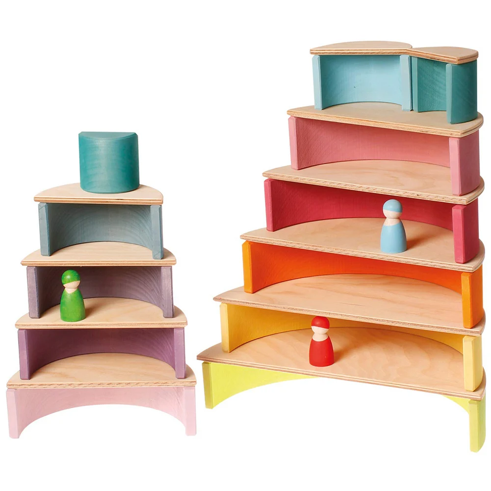 12 пазлов деревянная Радужная туннельная укладывающая скульптура здание детская