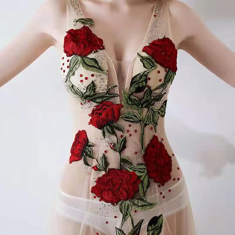 

2021 Plus Size Evening Dresses V Neck Illusion Transparent Car models Anchor Mermaid dress Simple Soiree Sexy Dress BX-0051