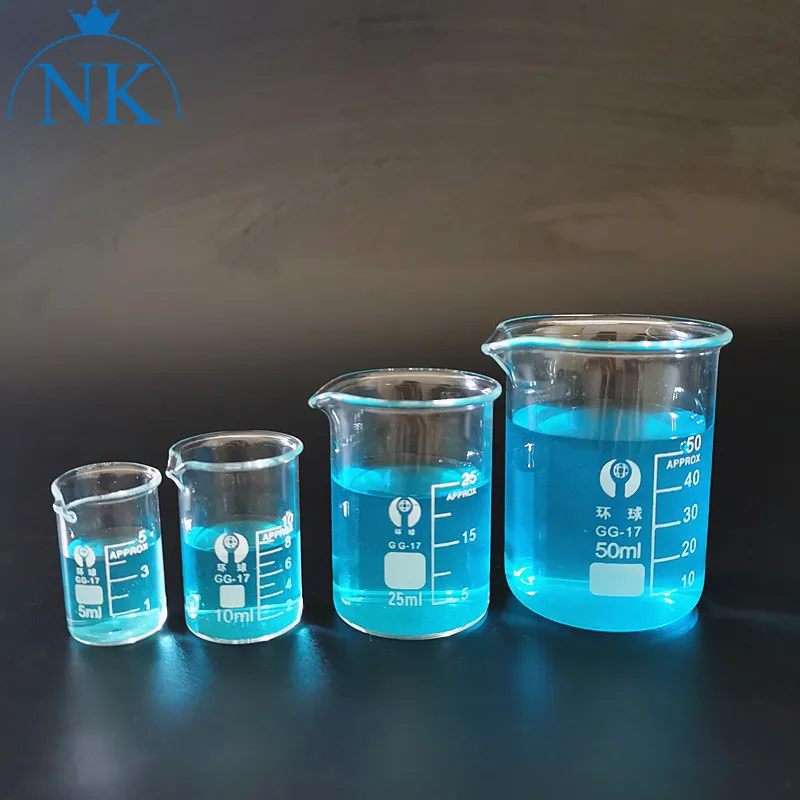

4pcs/set 5ml/10ml/25ml/50ml High Quality Glass Beaker Laboratory Beakers With Measuring Scale
