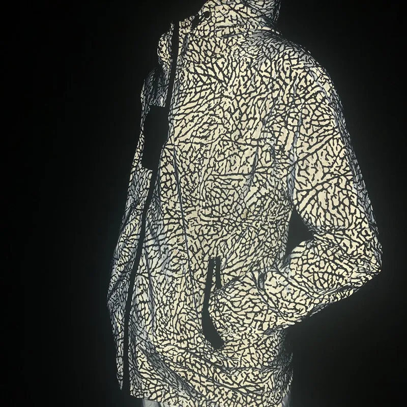 Мужская Светоотражающая куртка с капюшоном блестящая непромокаемая ветровка на