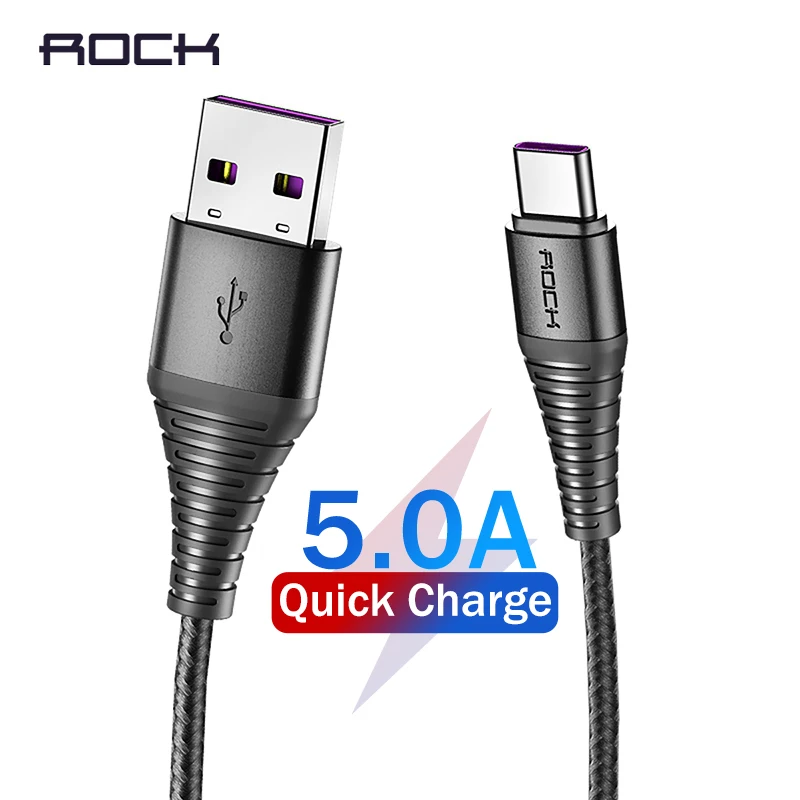 ROCK USB C кабель 5А быстрая зарядка usb type C кабель для huawei P30 Supercharge USBC Быстрая зарядка и кабель синхронизации для устройств type-C