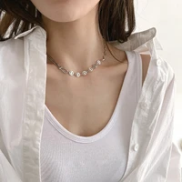 fmily minimalist 925 sterling silver smile face necklace temperament retro fashion hip hop clavicle chain for girlfriend gift