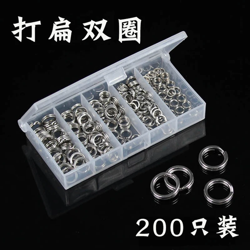 200pcs/Set Stainless Steel Fishing Split Rings Lure Solid Ring Double Loop Crank Bait Connectors Tackle Tool Kit with Box | Спорт и