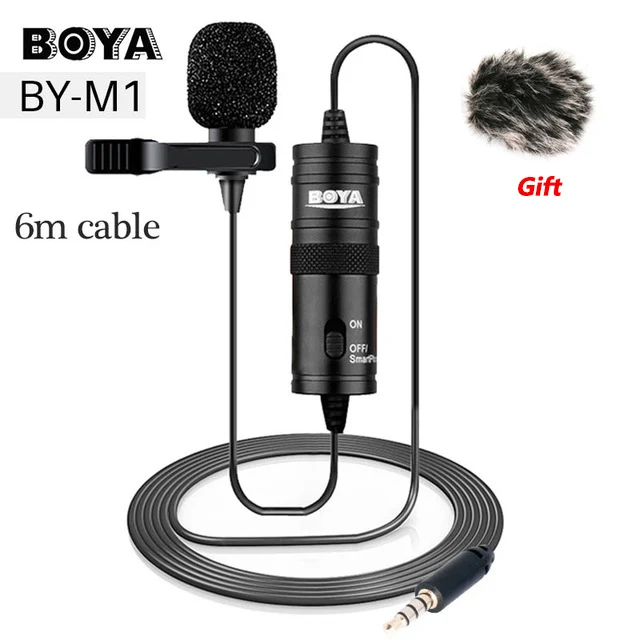BOYA BY-M1 клип на петличный микрофон Conensor микрофон Vlog Настройка для телефонов DSLR Youtube DJI 3,5 мм адаптер Osmo карманные аксессуары - Цвет: BY-M1 n gift