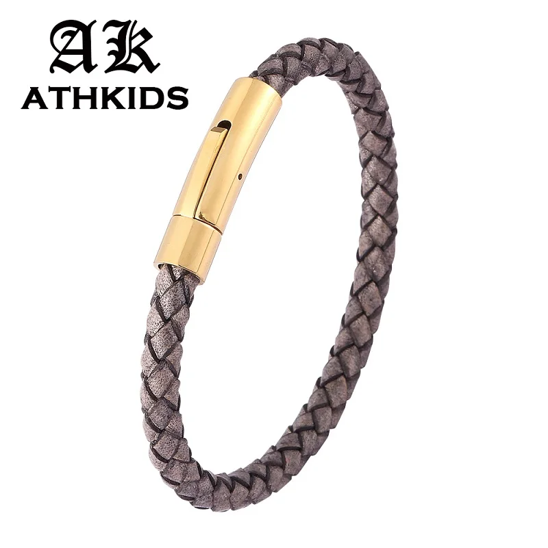 Модные ювелирные изделия Античный серый плетеный кожаный браслет для женщин и
