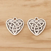 30 pieces tibetan silver celtics knot trinity heart charms pendants 2 sided for necklace jewellery making 18x18mm