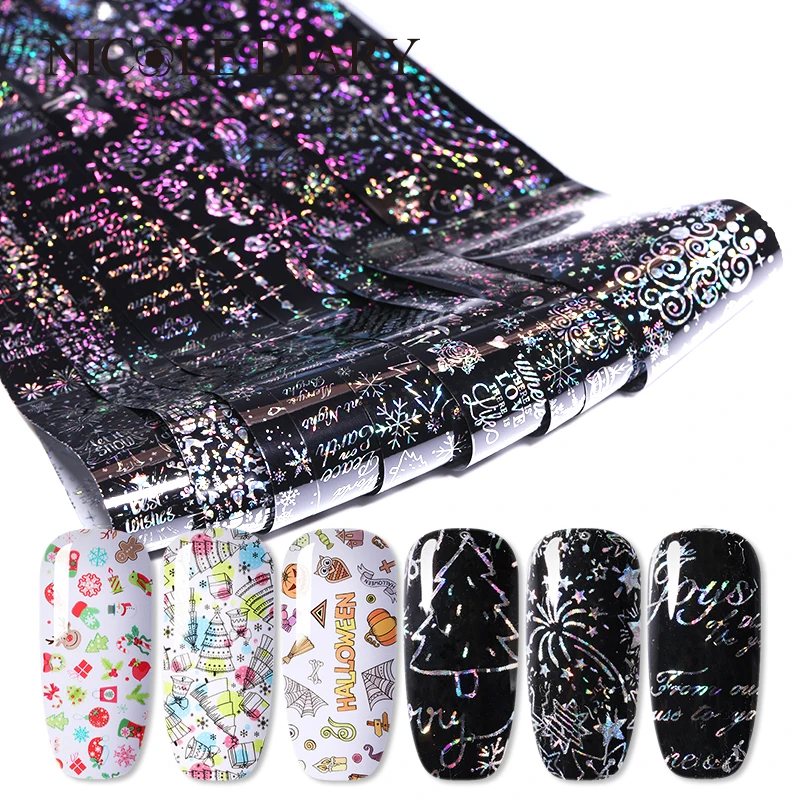 10 рулонов 3D сделай сам Рождество Хэллоуин блестящее небо искусство для ногтей