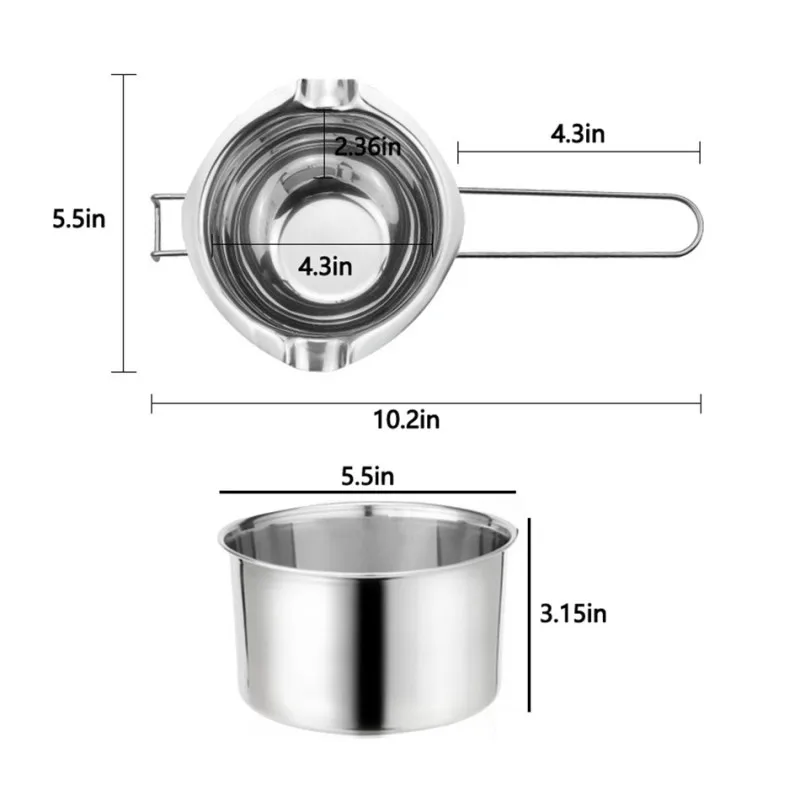 

Long Handle Wax Melting Pot DIY Scented Candle Soap Chocolate Butter Melting Pot Handmade Soap Chocolate Tool Stainless Steel