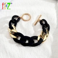 f j4z hot trend bracelets for women korean punk thick resin cuban chain toggle bangle lady party jewelry pulseiras feminina